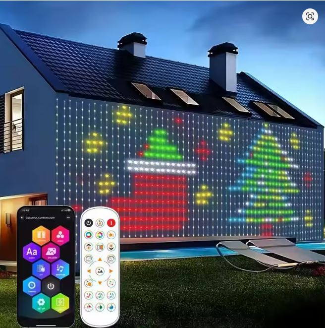 1m x 1m Smart RGB LED Fényfüggöny – Zene Szinkronizálás és DIY Animáció (APP Vezérlés) Több, mint fényfüzér – Készítsen Lenyűgöző Fénykivetítéseket!