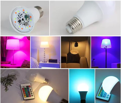 E27 RGB LED izzó fehér lámpa spotlámpa 220V infravörös távirányítóval színváltós többszínű hálószobába, parti otthoni dekorációhoz